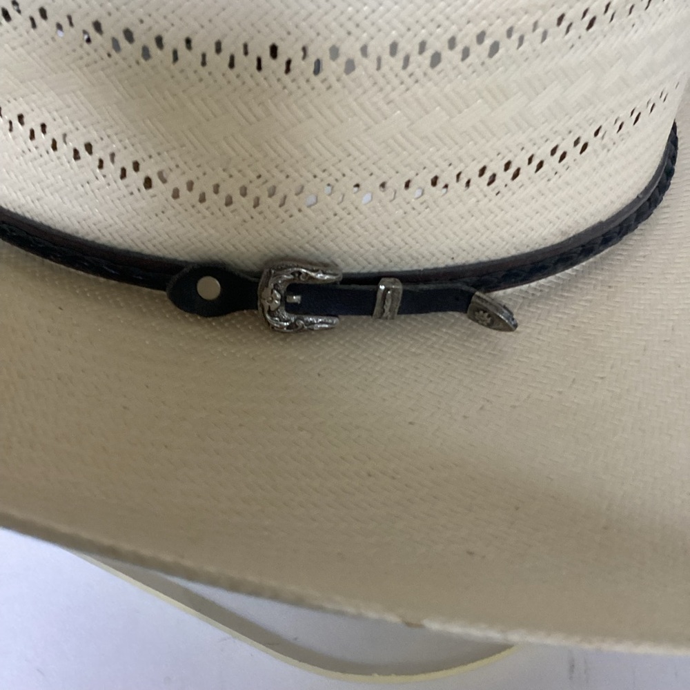 Larry Mahan 10X Straw Cowboy Hat Ivory Vented Crown Milano Hat Co Size 7 1/8 - Picture 6 of 16